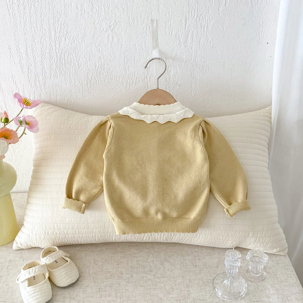 ZOETOPKID Autumn 0-3Yrs Children Clothes Infant Baby Girls Knitting Cute Embroidered Cardigan Newborn Baby Girls Sweater Coat