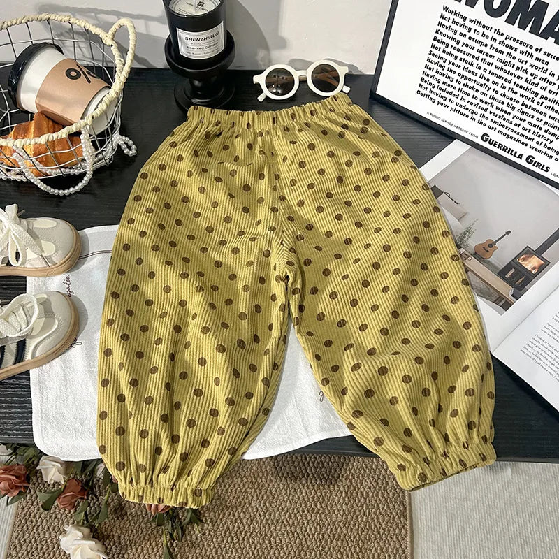 1 to 6 Years Spring Printed Casual Sweatpants Kids Girls Boys Corduroy Pants Loose Design Soft Children Trousers