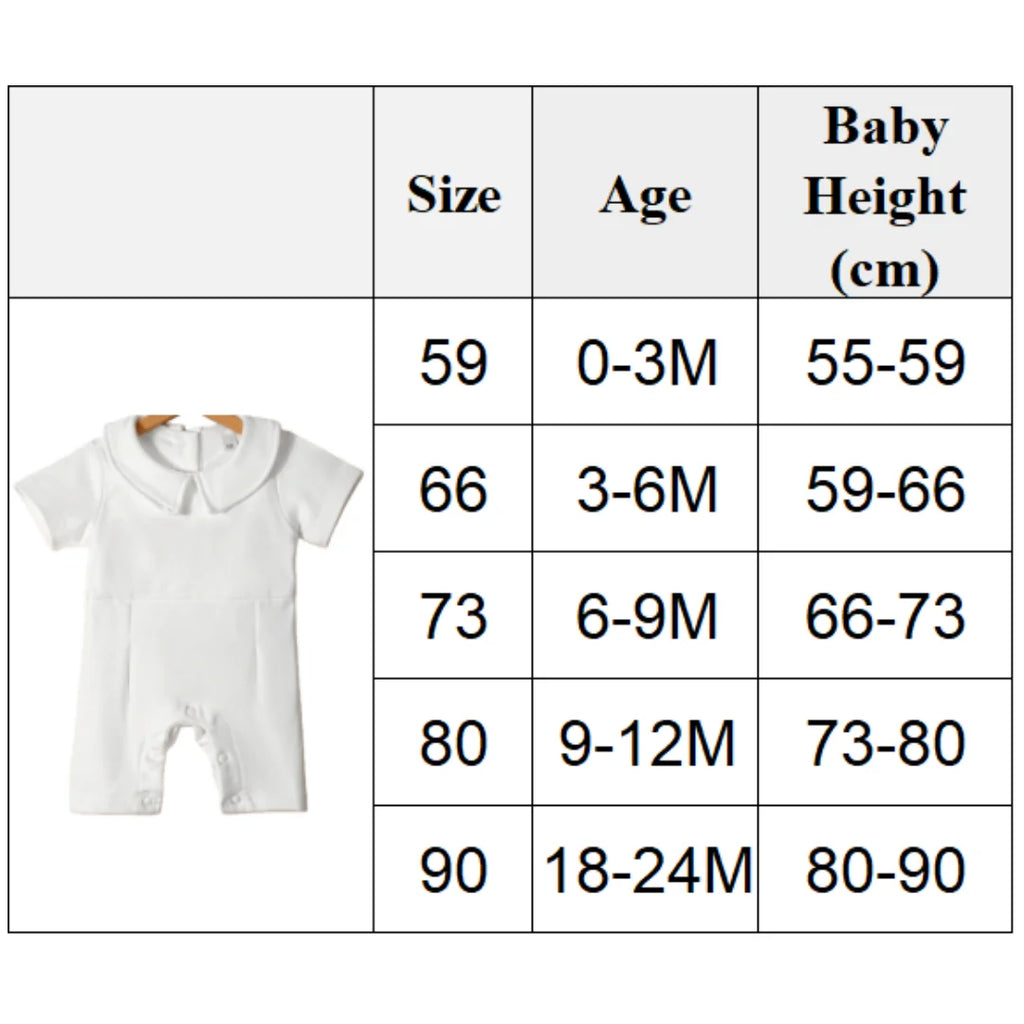Baptism Clothes for Infant Boys Girls Soft Cotton Bodysuit 3-24 Months Baby First Christening Outfit Summer Toddler Suit