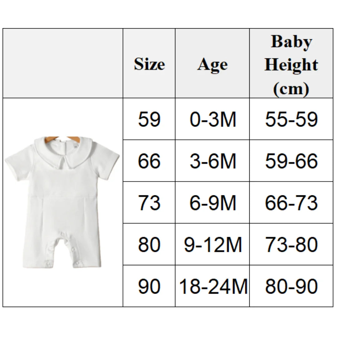 Baptism Clothes for Infant Boys Girls Soft Cotton Bodysuit 3-24 Months Baby First Christening Outfit Summer Toddler Suit