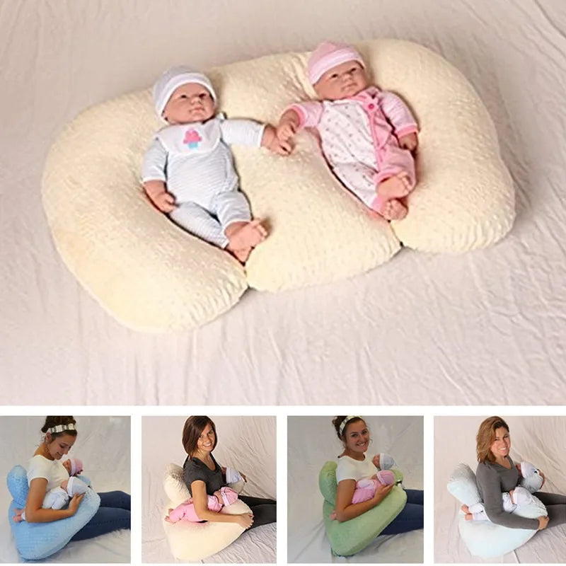 Baby Twin Pillow Multi Functional Nursing Pillow Anti Overflow Spitting Pillows Cushion for Newborns Feeding Bed Baby Nest
