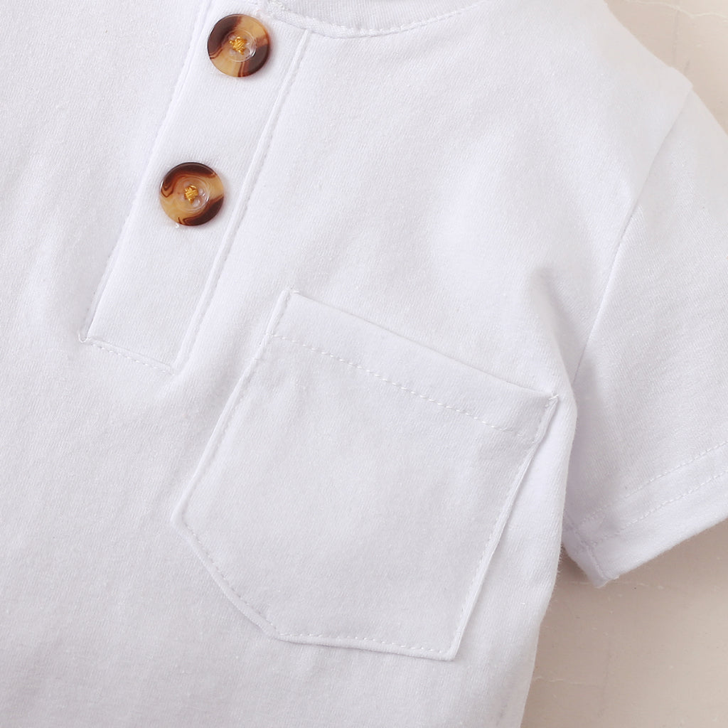 3-24 Months Infant Baby Boy Clothes Set White Short Sleeves T-shirt Shorts 2PCS Summer Daily Casual Outfit for Toddler Boy