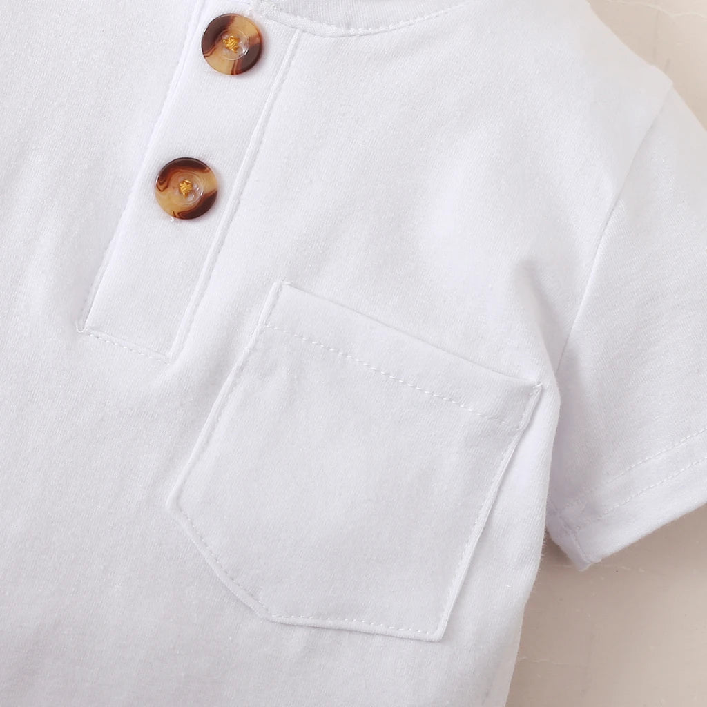 3-24 Months Infant Baby Boy Clothes Set White Short Sleeves T-shirt Shorts 2PCS Summer Daily Casual Outfit for Toddler Boy