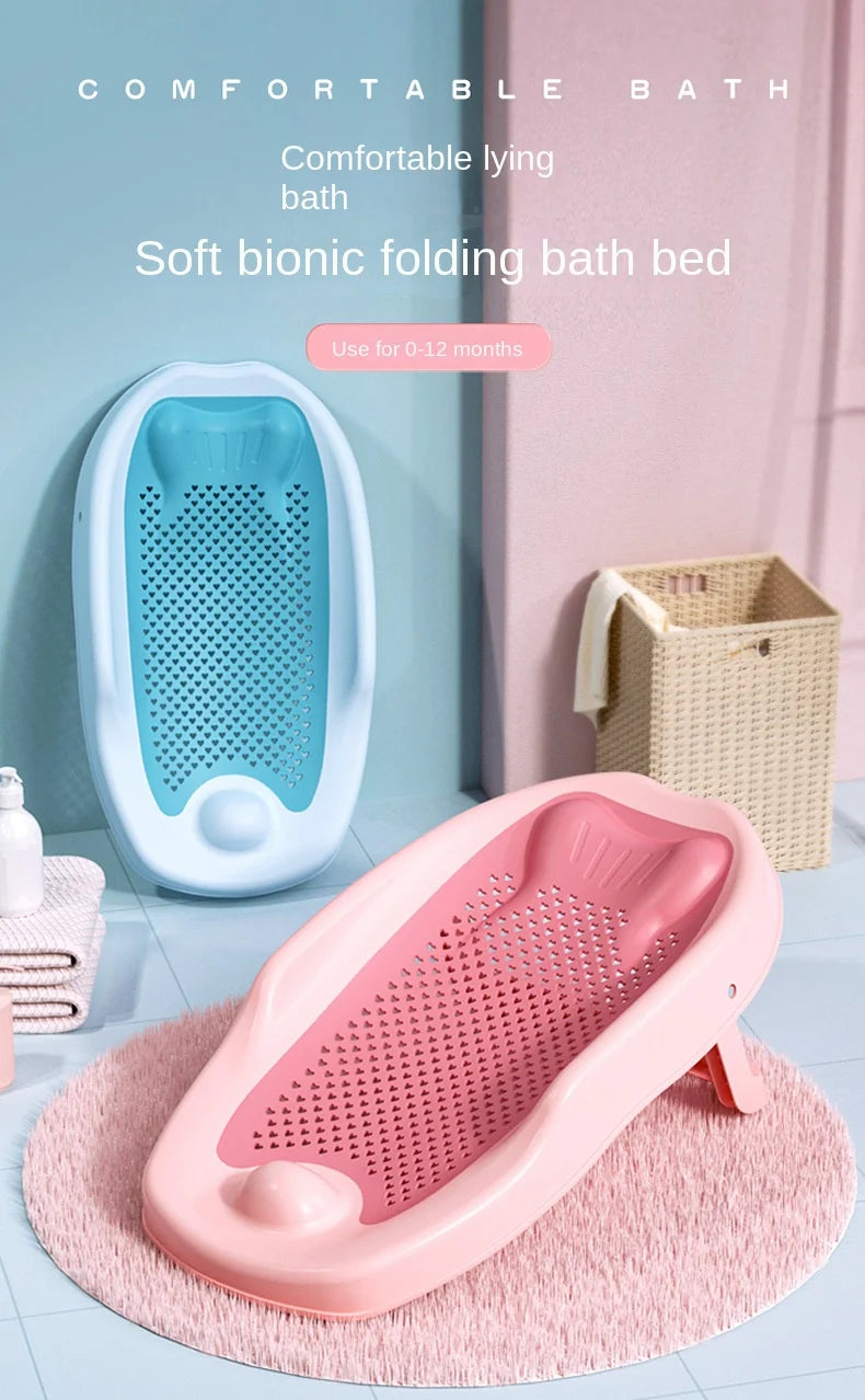 Baby Shower Rack Can Sit and Lie Down, Baby Bathtub Anti Slip Mat, Newborn Shower Net Universal Bath Bed Holder