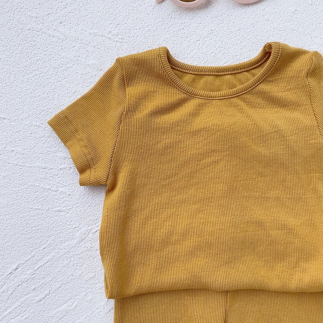 Baby Cotton Ribbed Clothes Set Short Sleeve Tops + Shorts 2pcs Suit Candy Color Baby Girl T Shirts Solid Boys Shorts Outfits