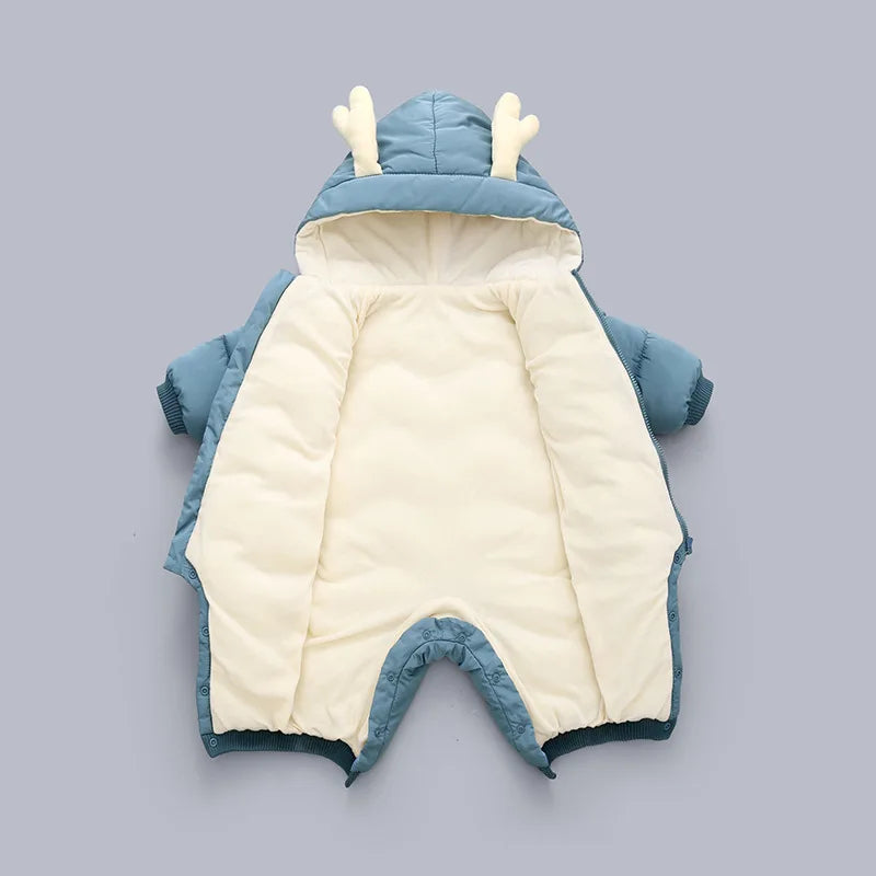 Newborn Clothes  Winter Cozy Winter Jumpsuit for Newborns, Warm Snug-Fit Romper with Hood, Soft Active Play Wear for Babies