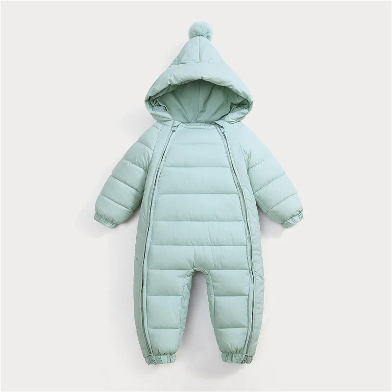 New Newborn Baby Clothes Jumpsuit, Solid Color Crawling Clothes for Boys and Girls Aged 0-3 Years, Winter Cotton Outfits for