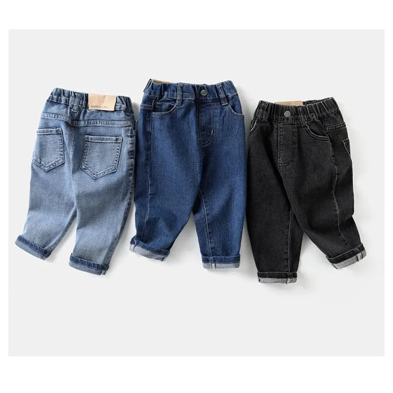 2026 Kids Boys Jeans BELLBELL Autumn 1-6Yrs Baby Boys Solid Denim Pant Winter Integrated Warm Toddler Infant Boys Trousers