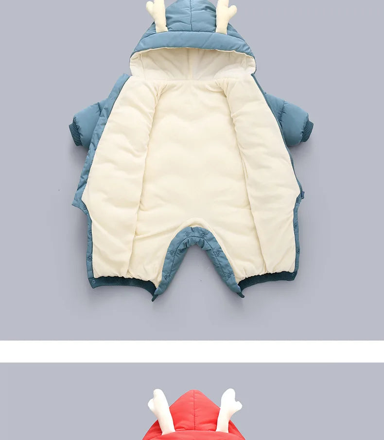 Newborn Clothes  Winter Cozy Winter Jumpsuit for Newborns, Warm Snug-Fit Romper with Hood, Soft Active Play Wear for Babies