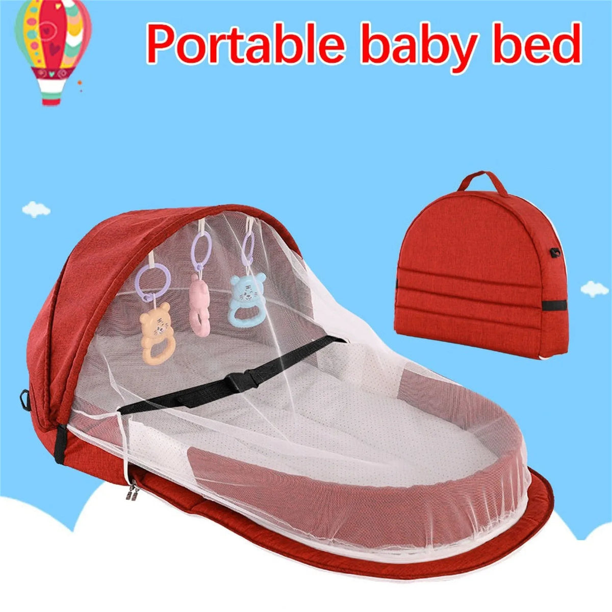 Baby Bed Folding Portable Baby Crib with Net and Awning Baby Nest Portable Baby Bed for Camping Infant Bed Bassinet for Baby