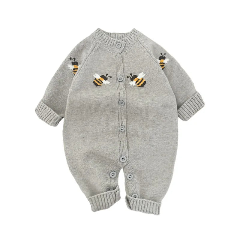 Newborn Baby Clothes 2026 Spring Boys' and Girls' Sweaters Jumpsuit Cute Cartoon Knitted Climbing Clothes