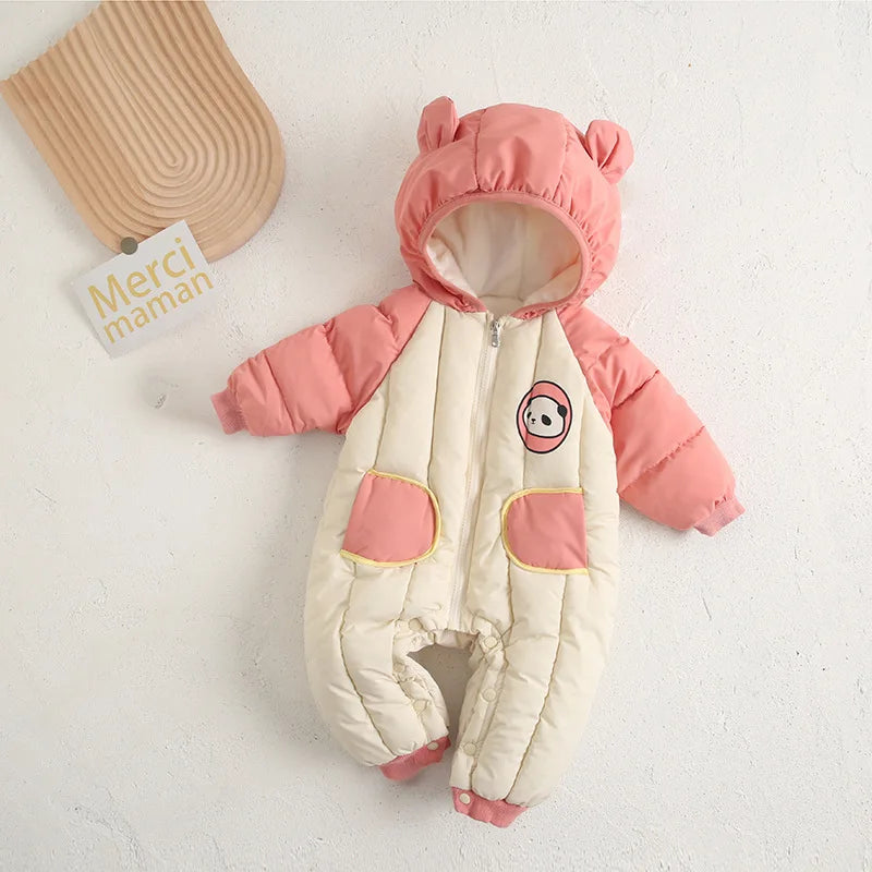 Newborn Clothes  Winter Cozy Winter Jumpsuit for Newborns, Warm Snug-Fit Romper with Hood, Soft Active Play Wear for Babies