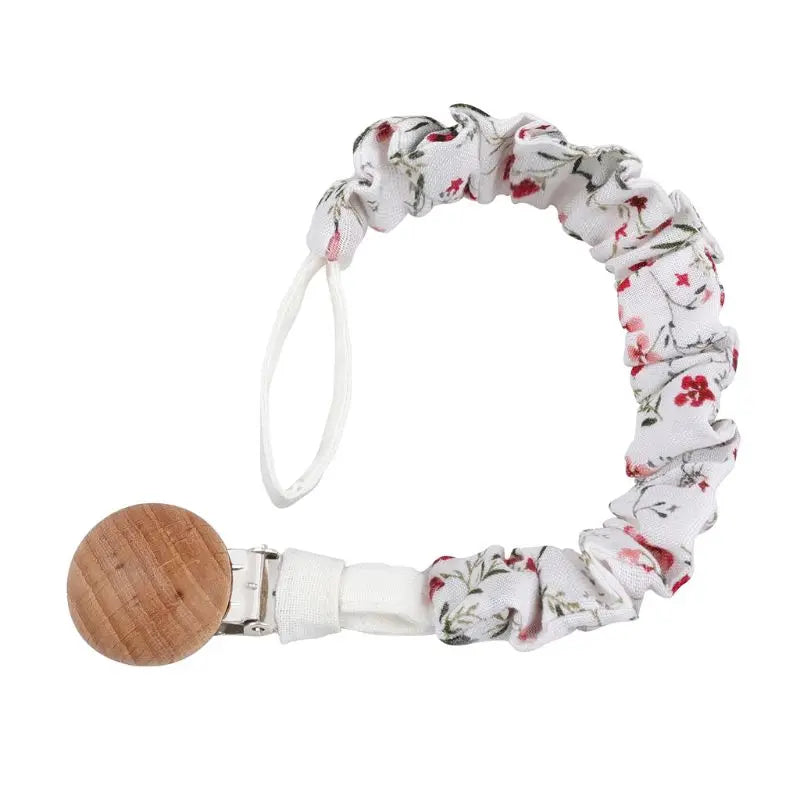 Baby Cotton Pacifier Chain Beech Wood Clip Infant Teething Toys Holder For Nipples Teether