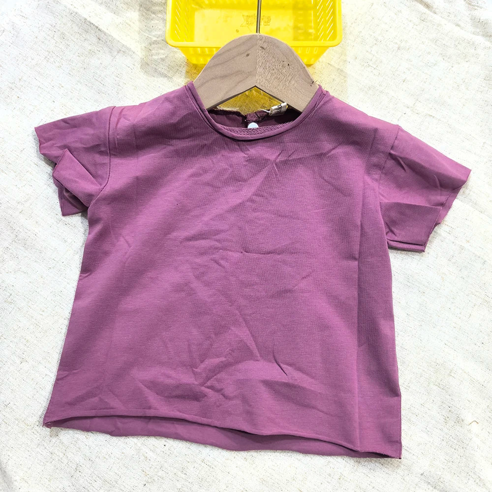 0-4 Yrs Toddler Kid Baby Boys Girls Clothes Summer Cotton T Shirt Short Sleeve Solid Color Vintage Tshirt Children Tops Infant