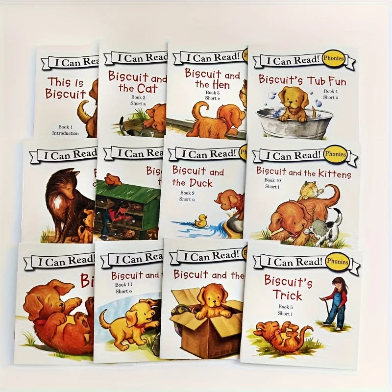 Phonics Readers 12-Book Set,Biscuit The Dog Children's Books for Early Learning, English Beginner Reading Collection,Sekx Tablet