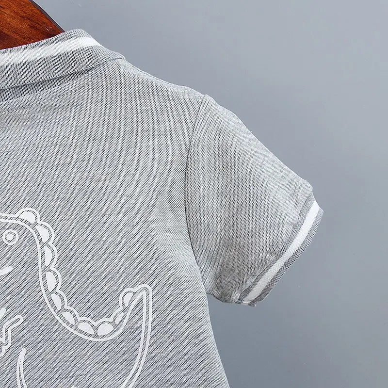 New Summer Outfits Baby Boys 9 To 12 Months Dinosaur Printed Turn-down Collar T-shirts Tops and Shorts 2PCS Infant Clothing Sets