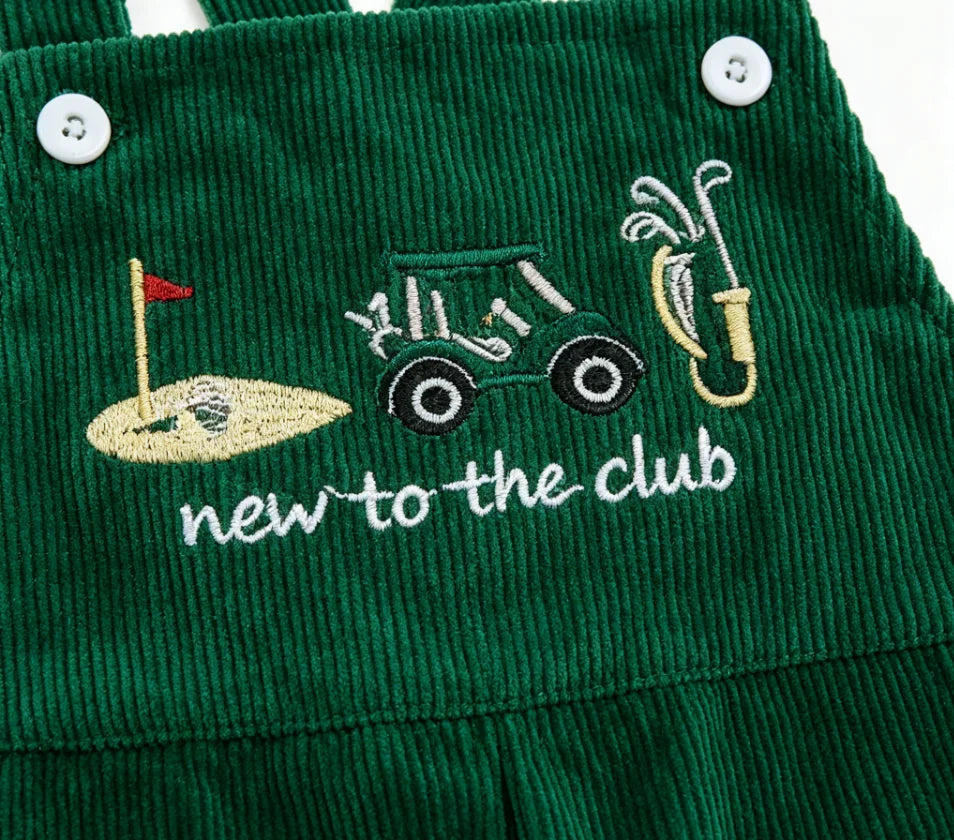 0-4Y Toddler Baby Boys Girls Golf Overalls Shorts Corduroy Embroidery Sling Short Pants Kids Summer Casual Outfit