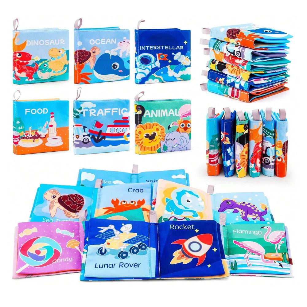 Soft Baby Crinkle Book Set, Bath Books,Nontoxic Fabric Soft Cloth Books for Babies,Early Education Toys Giftable