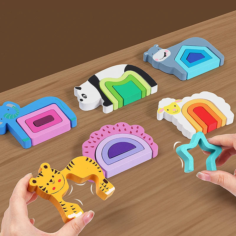 Toddlers 3D Wooden Puzzles Educational Toys Montessori Toys for Kids Educational Games Shape Intelligence Toys Children's Gifts
