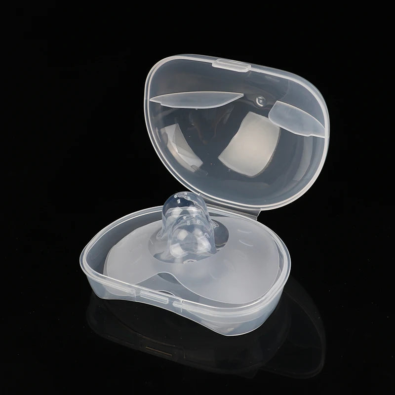 2pcs Silicone Nipple Protectors Feeding Mothers Nipple Shields Protection Cover Breastfeeding with Clear Carrying Case