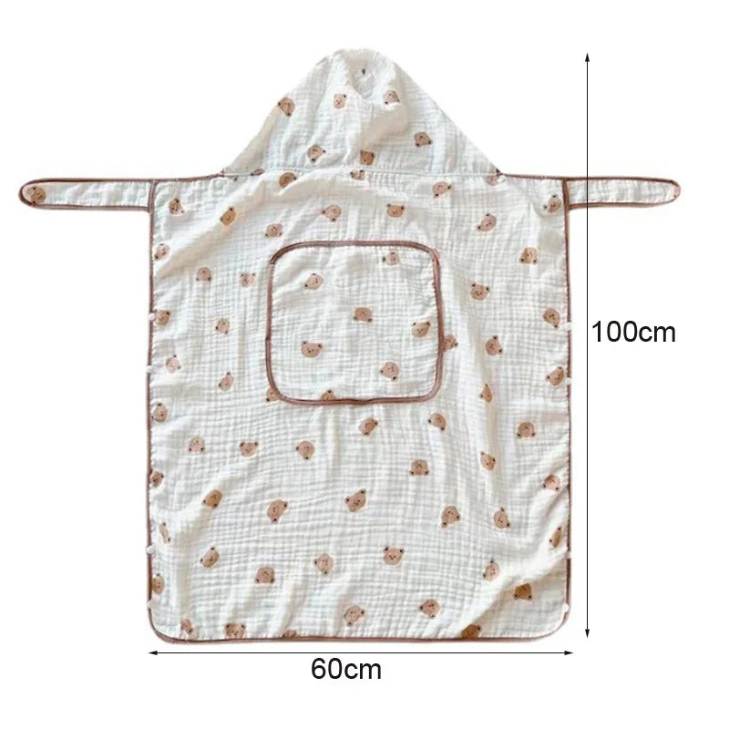 Baby Carrier Cover Muslin Hooded Mosquito Protection Blanket for Hip Seat Stroller Lightweight Breathable Infant Cape 80*100cm