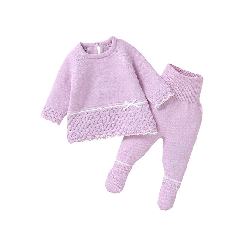 Fashion Baby Girl Clothes Sets Autumn Camel Turtle Neck Long Sleeve Knit Newborn Sweater Shirts+Pants Outfits 2pc Infant Costume