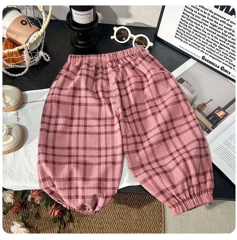 1 to 6 Years Spring Printed Casual Sweatpants Kids Girls Boys Corduroy Pants Loose Design Soft Children Trousers