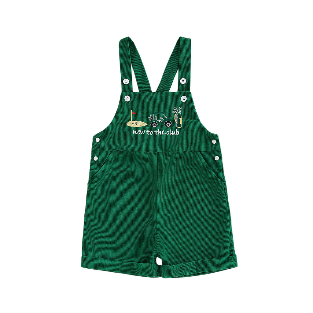 0-4Y Toddler Baby Boys Girls Golf Overalls Shorts Corduroy Embroidery Sling Short Pants Kids Summer Casual Outfit
