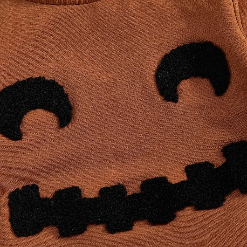Halloween Children's Clothing 2026 Autumn Children's Clothes Boys Pumpkin Embroidery Long-sleeved Sweater Trousers Two-piece Set