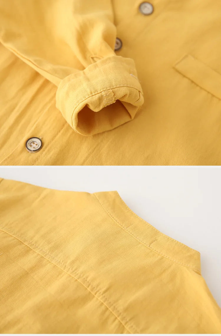 Boys Clothes Baby Boy Shirt Buttons Soft Cotton Kids Blouse Boutique Infantil 1 to 2 3 4 5 6 7 Yrs Casual White Blue Yellow Tops