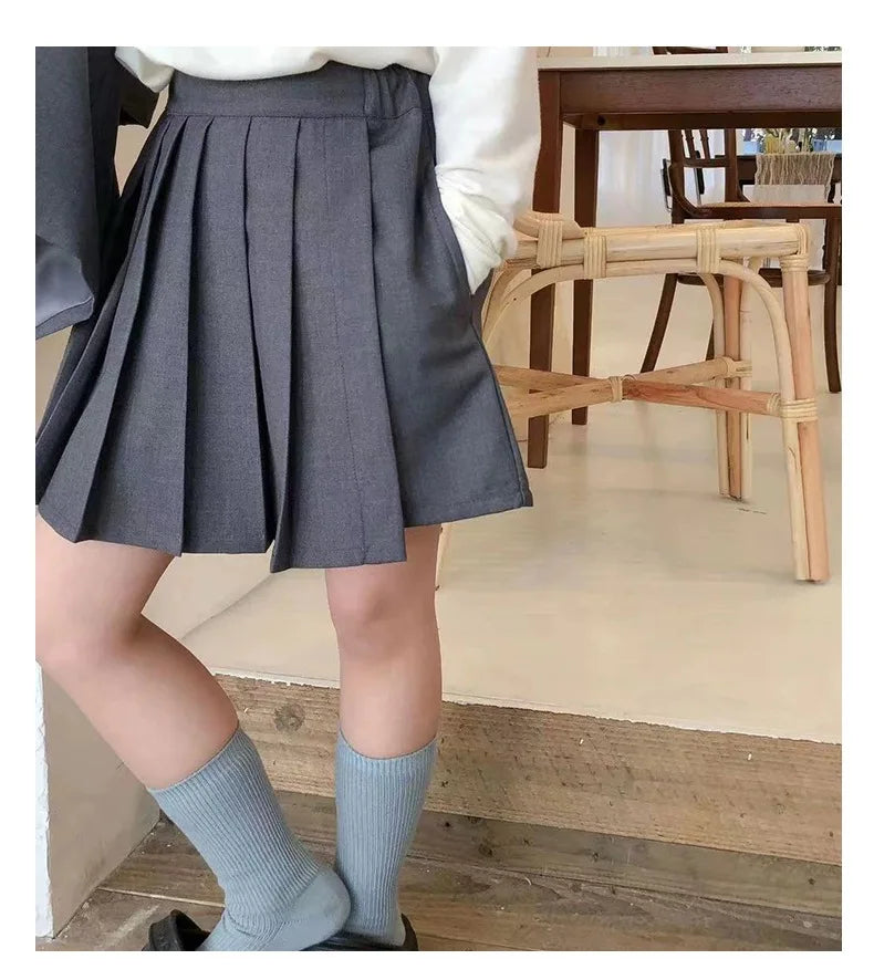 2026 Spring Winter Girls Kids 2 Piece Child Outfits Teenager Suit Set Slim Blazer Jacket Top + Mini Pleated Skirt 4 5 10 12 Year