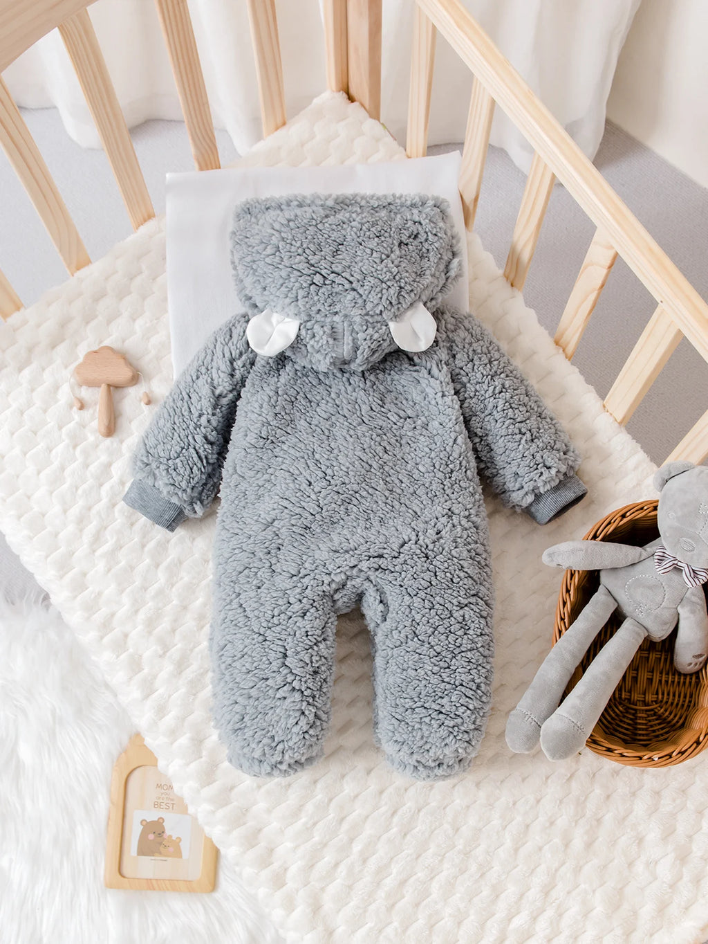 Baby Autumn Winter Plush Crawling Suit Cartoon Bull Design Soft Warm Cloud-like Wrap Sensation for Babies