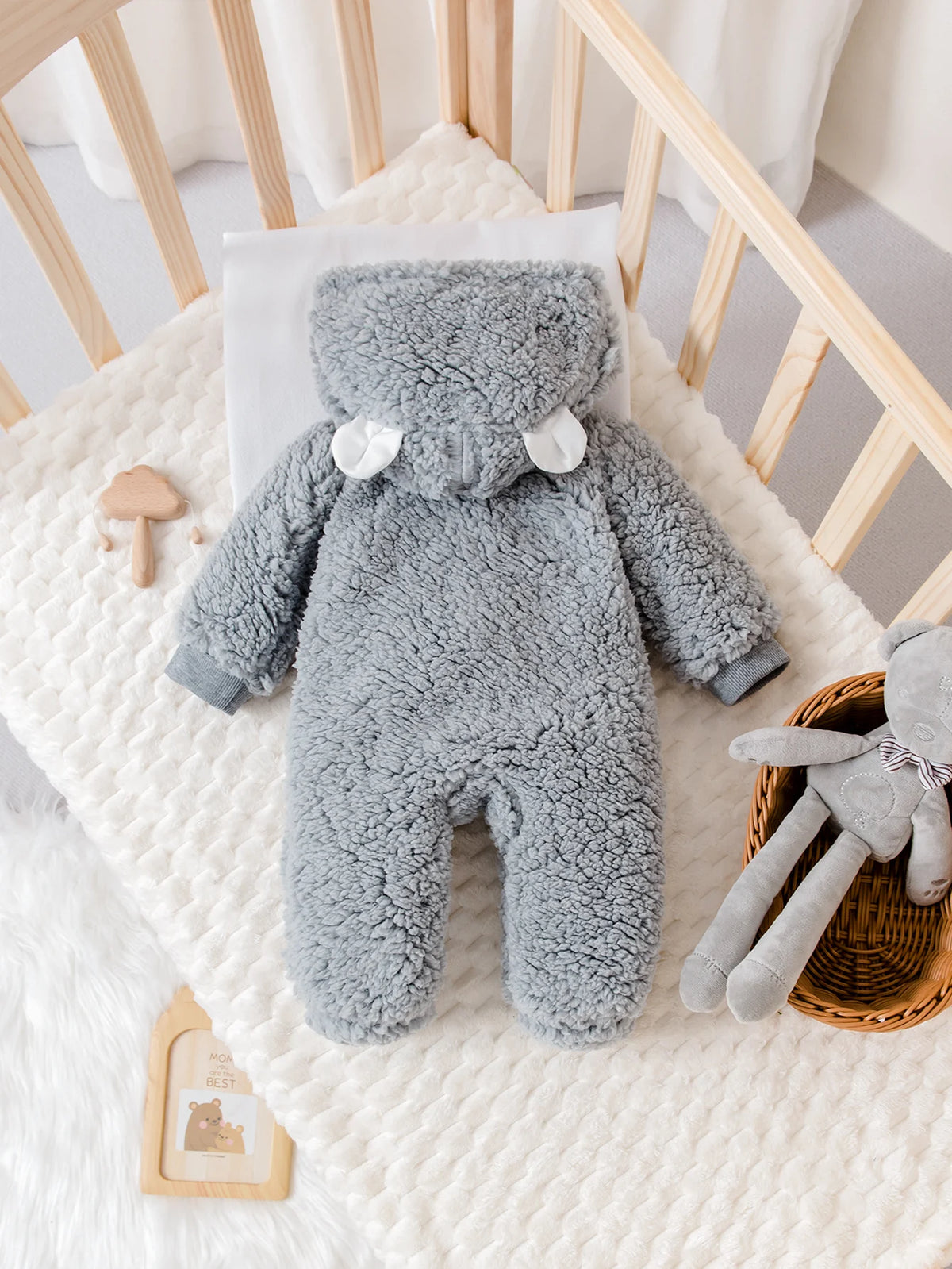 Baby Autumn Winter Plush Crawling Suit Cartoon Bull Design Soft Warm Cloud-like Wrap Sensation for Babies