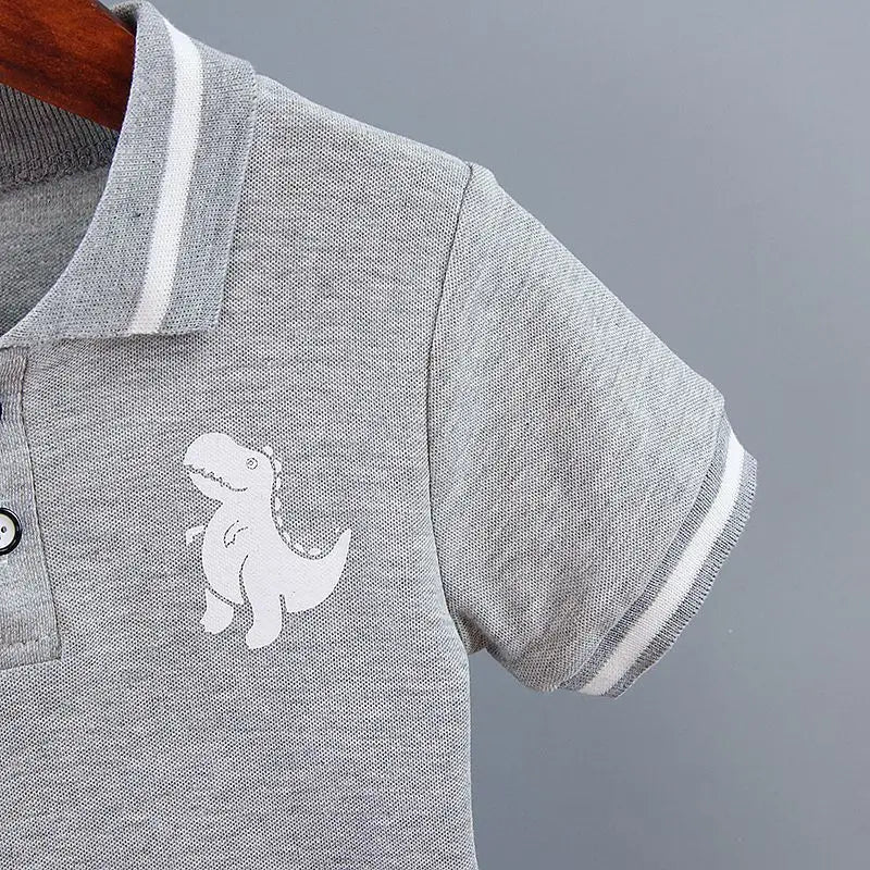 New Summer Outfits Baby Boys 9 To 12 Months Dinosaur Printed Turn-down Collar T-shirts Tops and Shorts 2PCS Infant Clothing Sets