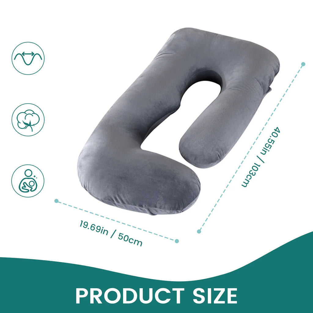 G-Shape Maternity Pillow - Full Body Support Pregnancy Pillow for Side Sleeping, Nursing & Comfort, Gray
