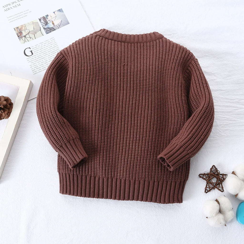 0-6Yrs Baby Boys Sweaters Spring Autumn Children Solid Color Basic Warm Knit Sweater Kids Girls Baby Pullover Sweaters Clothes
