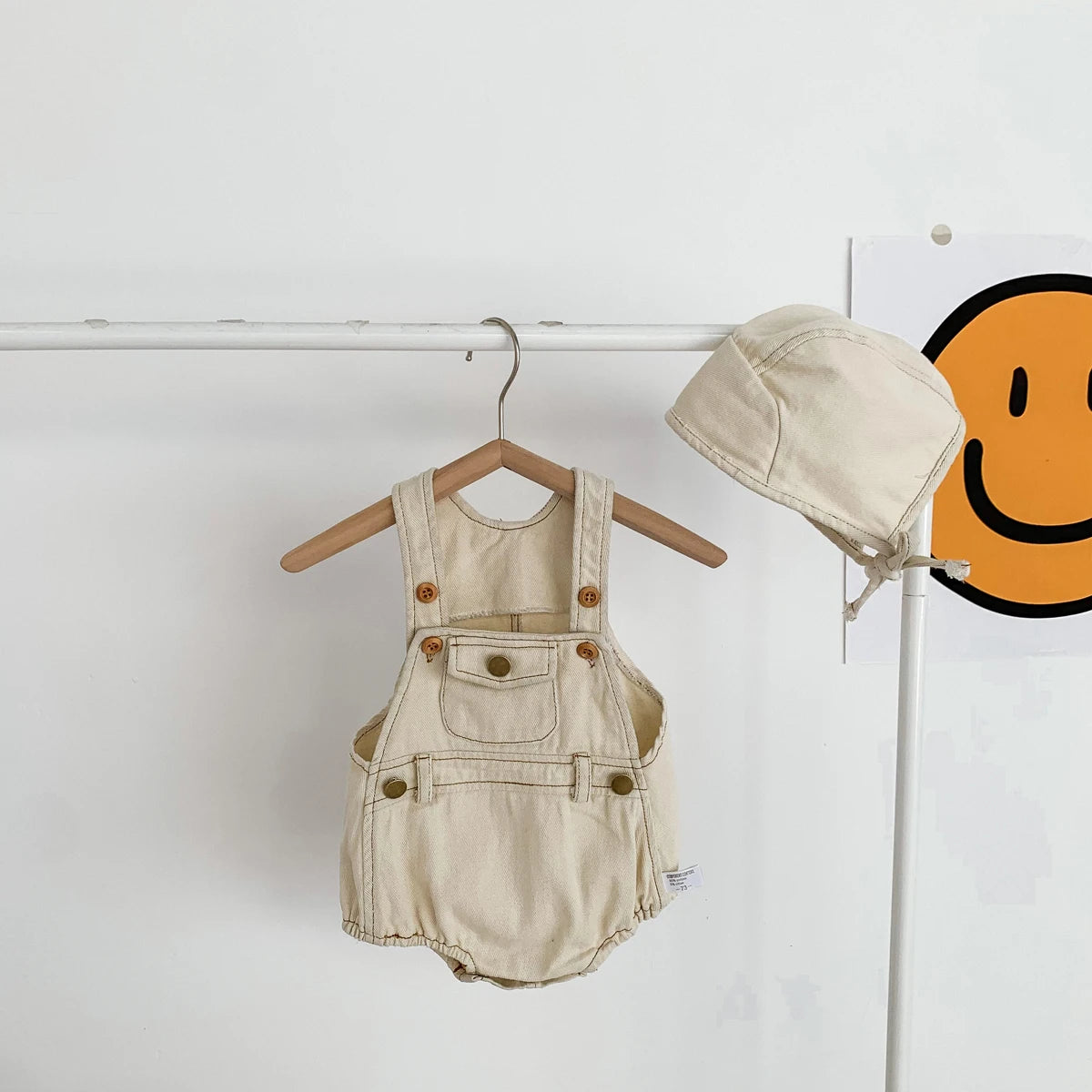 Baby Clothes Denim Sling Romper Infant Onesie Newborn One-piece 0-3 Years Old Complimentary Hat