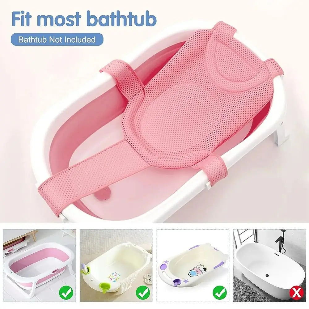 Cross-shaped Anti-slip Baby Bath Net Mat Newborn Adjustable Baby Bath Cushion Children Bathtub Shower Cradle Bed Seat Baby Bath