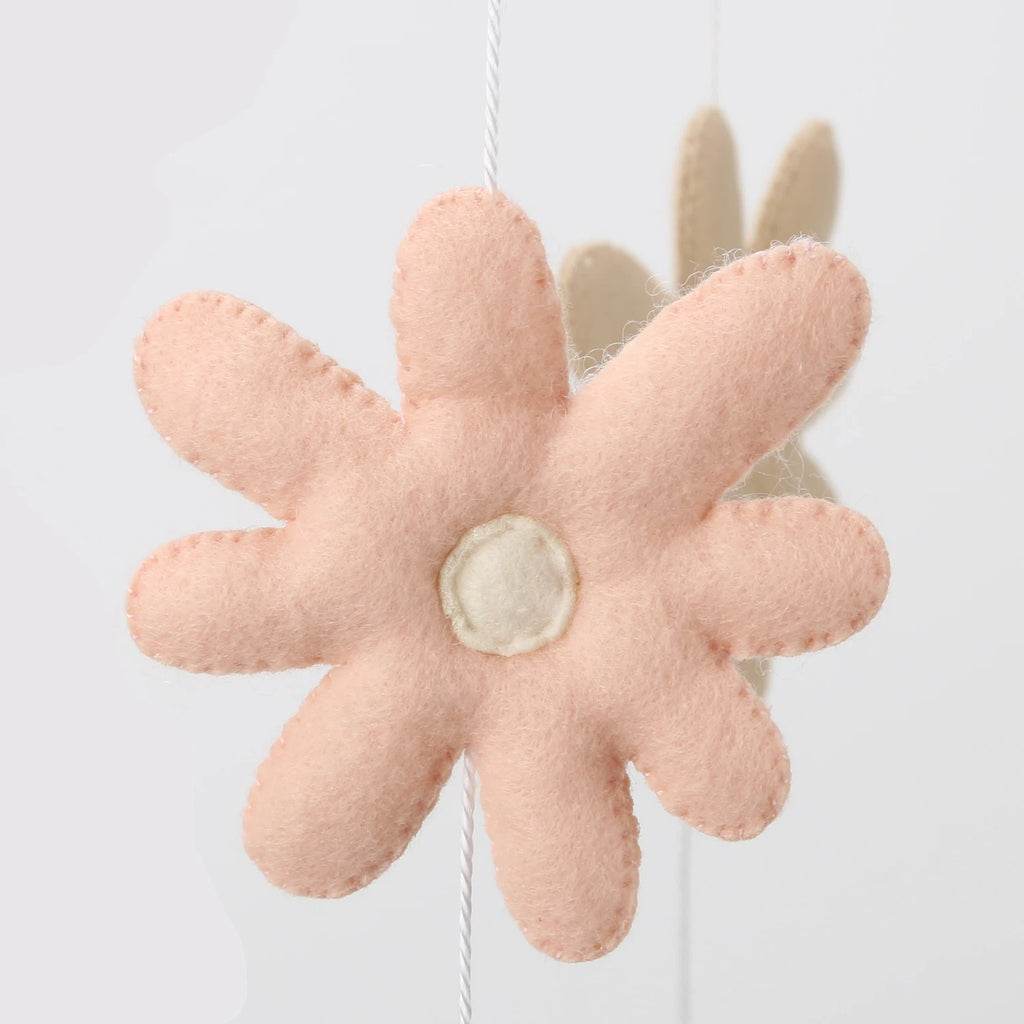 Baby girl mobile Daisy nursery decor Flower baby Crib mobile