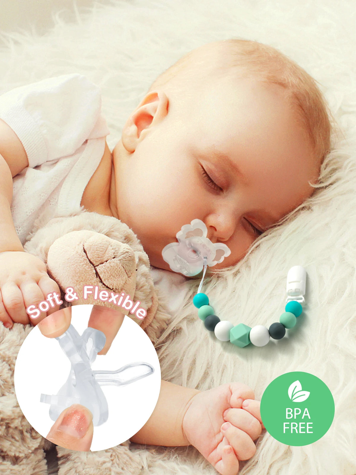 TYRY.HU 2PCS Koala Silicone Baby Pacifier Food Grade Newborn Soother Solid Color Silicone Nipple Dummies for Bebe