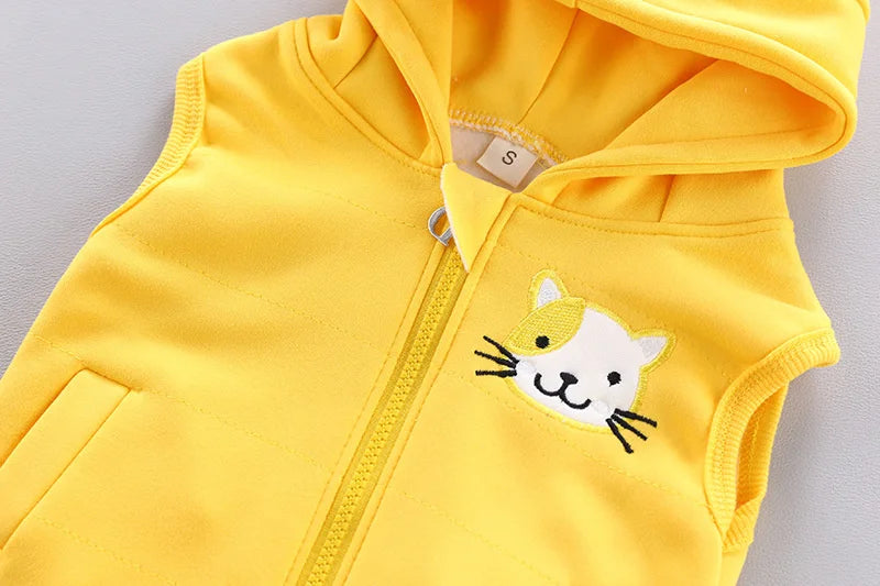 2023 Winter Baby Clothes Sets Autumn Cotton Thick Warm Suit Hooded Sweater Cartoon Cute Three-Piece Baby Girls Boy Fleece Outfit