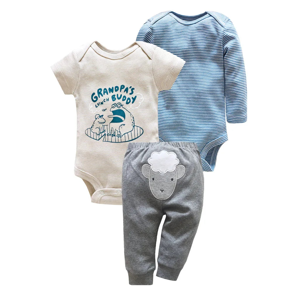 2026 Baby Clothing Set Newborn Baby Girls Clothes Soft Cotton Two Pieces Bodysuits+Pants Cartoon Roupa De BeBe