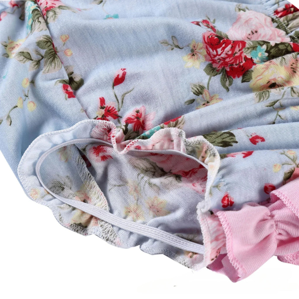 2025 New Born Baby Girl Clothes Baby Suit Overall Floral Clothes Set 3-24m Cotton Sleeveless Toddler Infant Ruffle Tops + Shorts