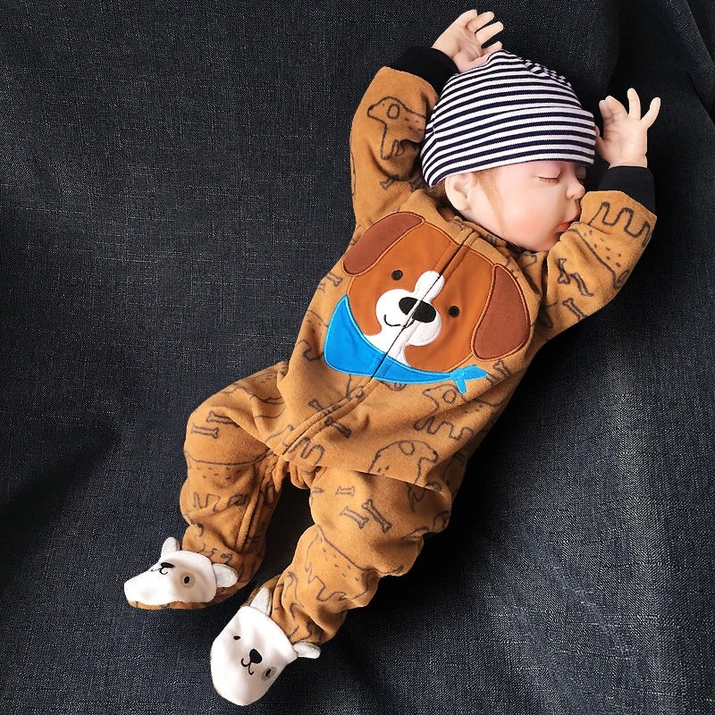 Newborn Baby Clothing Winter Boys Jumpsuit Fleece Overalls Infants Baby Clothes Warm New Born Home Dress Toddler Girls Costume