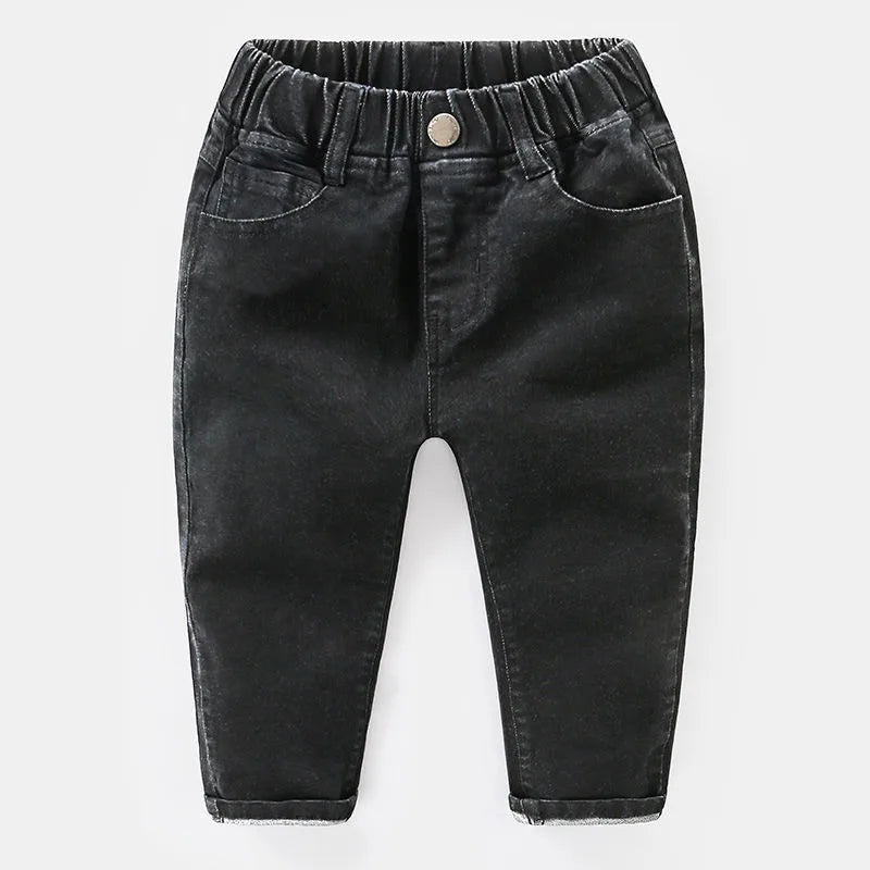 2026 Kids Boys Jeans BELLBELL Autumn 1-6Yrs Baby Boys Solid Denim Pant Winter Integrated Warm Toddler Infant Boys Trousers