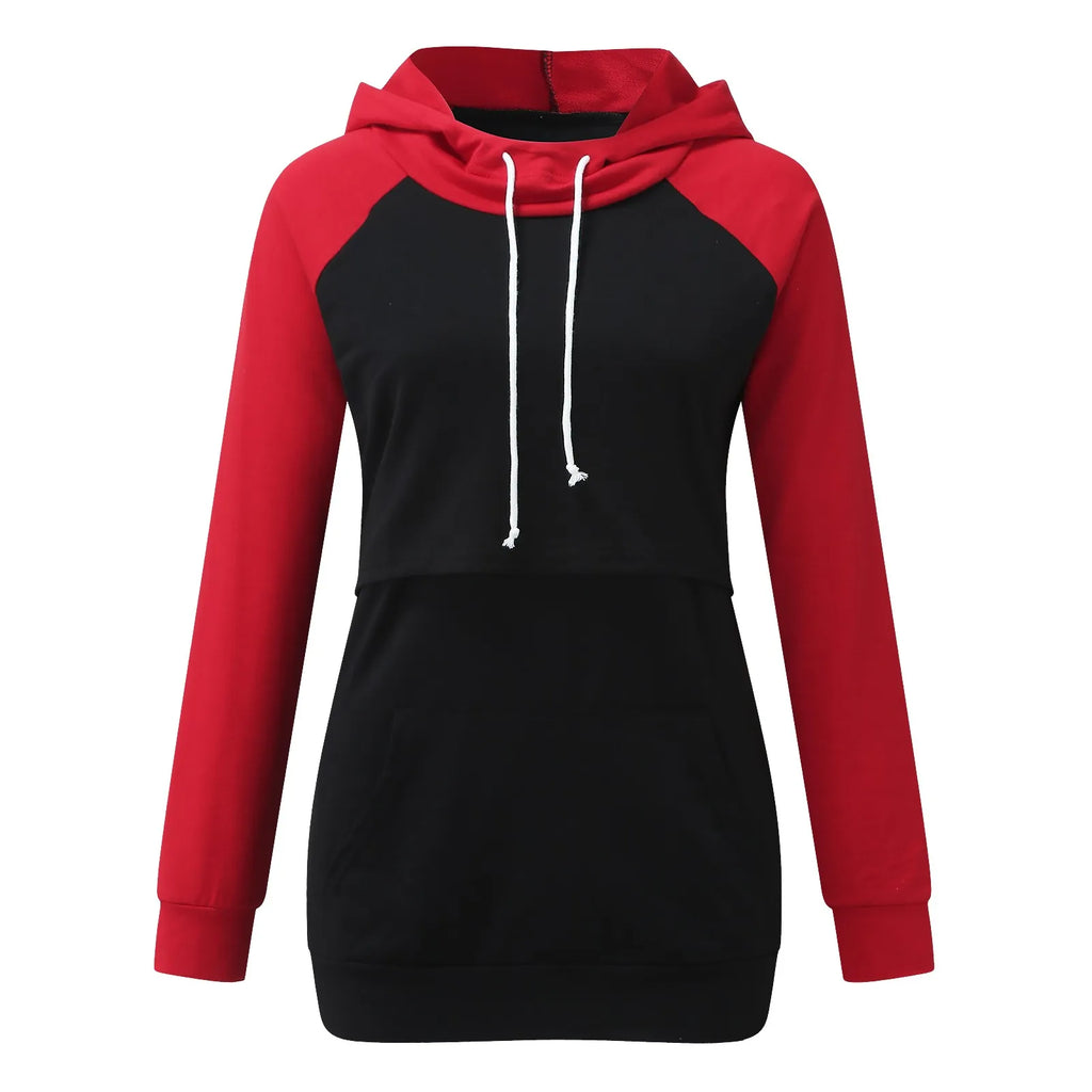 Womens Maternity Nursing Hoodie Sweatshirt Hoodies Long Sleeve Breastfeeding Pregnancy Top Kangaroo Pocket Clothes