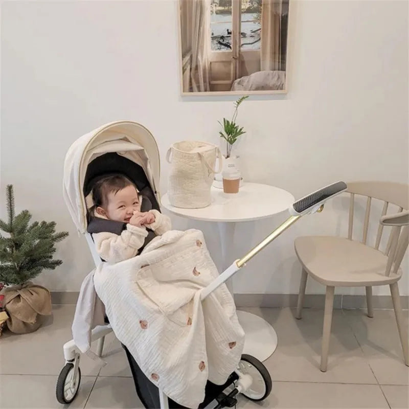 Baby Carrier Cover Muslin Hooded Mosquito Protection Blanket for Hip Seat Stroller Lightweight Breathable Infant Cape 80*100cm