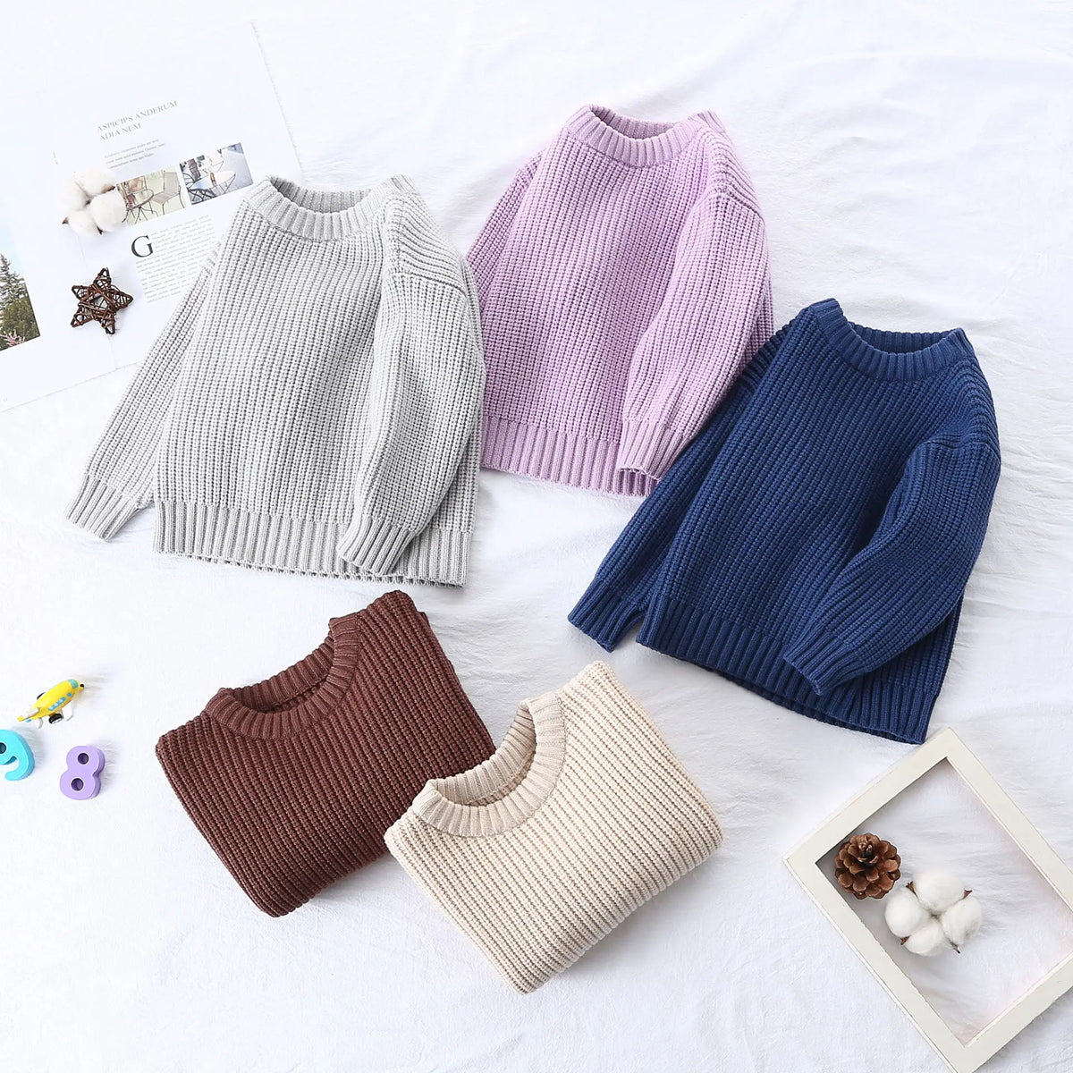 0-6Yrs Baby Boys Sweaters Spring Autumn Children Solid Color Basic Warm Knit Sweater Kids Girls Baby Pullover Sweaters Clothes