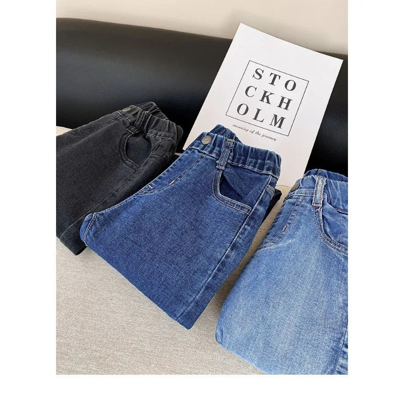 2026 Kids Boys Jeans BELLBELL Autumn 1-6Yrs Baby Boys Solid Denim Pant Winter Integrated Warm Toddler Infant Boys Trousers