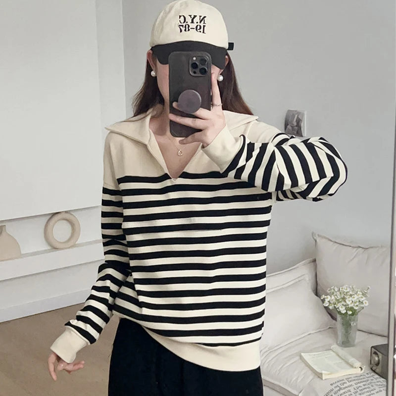 Breastfeeding Blouses Clothes For Pregnant Women Cotton Stripe Spring Autumn Long Sleeve Maternity Clothing Nursing Clothes